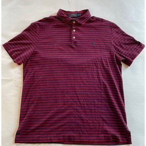 Polo Ralph Lauren Pima Soft Touch Golf Shirt Men’s Sz XL Red Navy Blue Striped